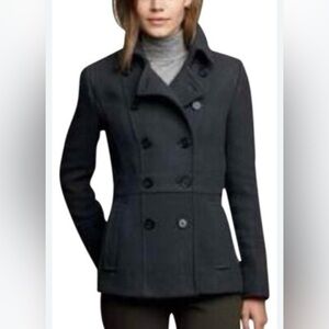 J.CREW Stadium Cloth by Nello Gori Charcoal Double-Breasted Peacoat